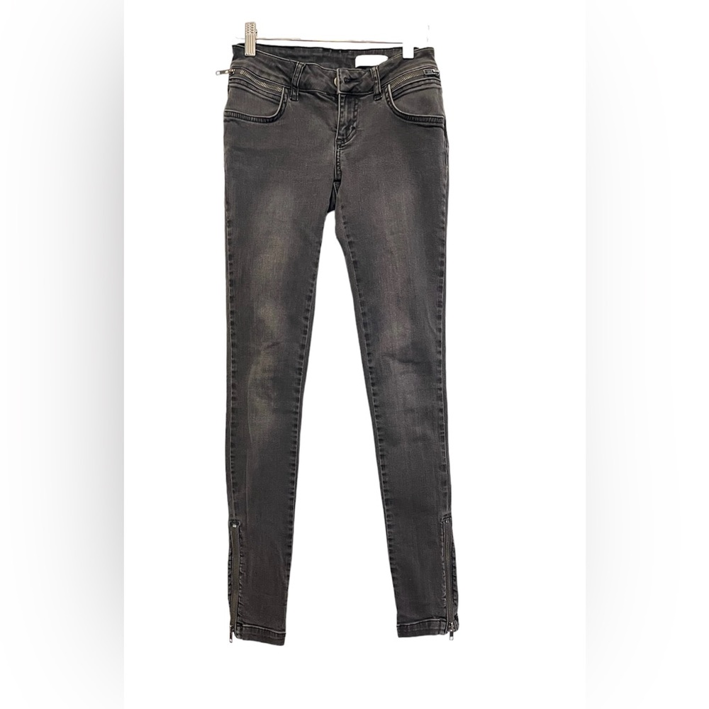 ANINE BING Faded Black Washed Gray Skinny Denim Jeans Size 26/XS, Zip Ankle